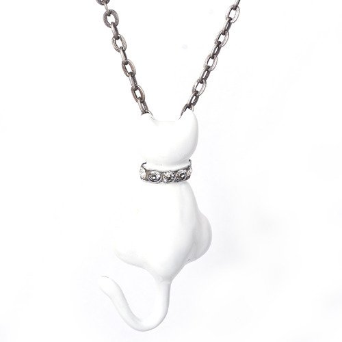 Kočka - White - náhrdelník s přívěskem > varianta Bílá
