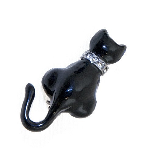 Kočka - Black - moderní brož