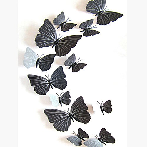 3D motýlci EMANUEL - černí 12 ks