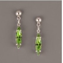 Náušnice Navette s kamínky Swarovski Elements - Peridot