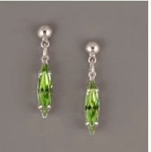 Náušnice Navette s kamínky Swarovski Elements - Peridot
