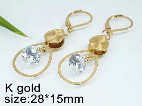 Zlacené náušnice z oceli, zirkon kámen