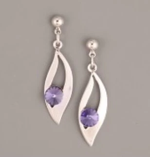 Náušnice - LÍSTEK  Rivoli 6mm - rhodiováno