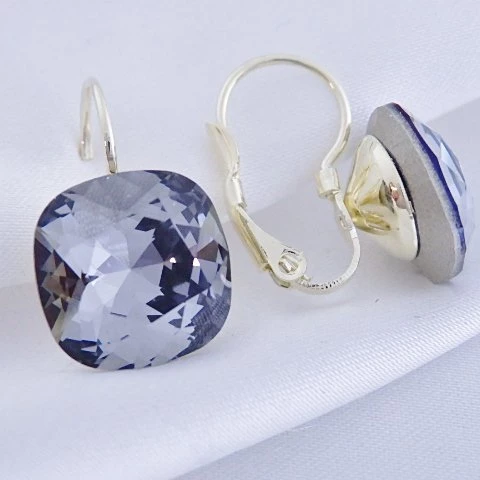 Náušnice Swarovski kostky 12mm > varianta Šedočerná