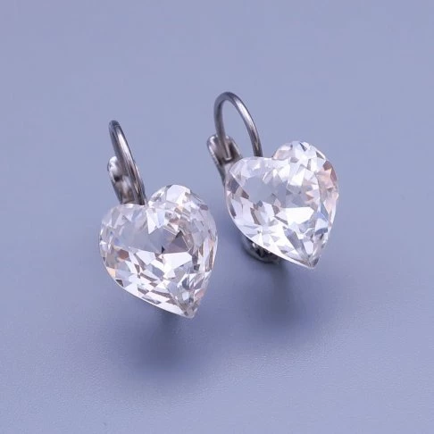 Náušnice Swarovski srdíčka 11mm Crystal