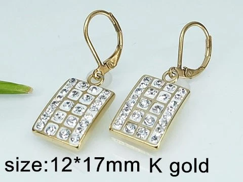 Náušnice z chirurgické oceli zlaté s crystal kamínky