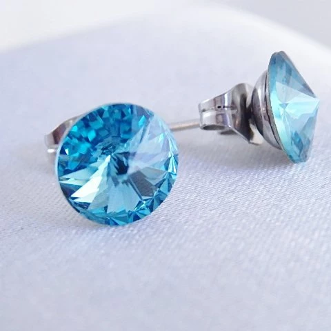 Puzetové náušnice Swarovski 8mm > varianta Modrá