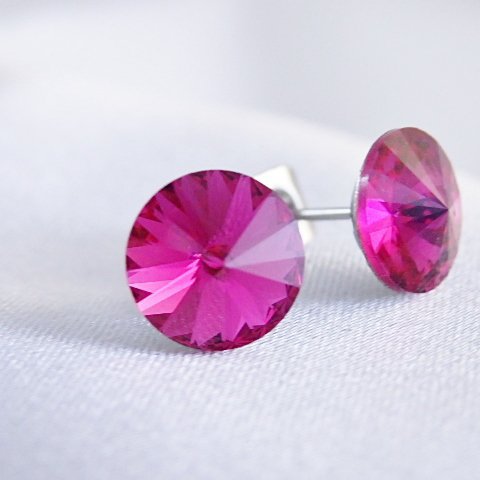 Puzetové náušnice Swarovski 8mm > varianta Fuchsia