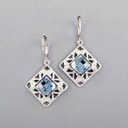 Náušnice FILIP  Chessboard Swarovski 8mm - rhodiováno