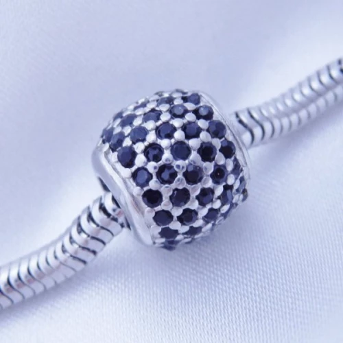 Korálek z chirurgické oceli se zirkony černá