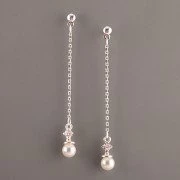 Náušnice řetízkové puzety s perličkou Swarovski Elements na šroubek - Ag925