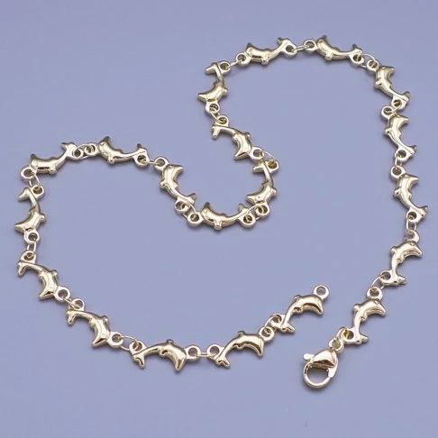 Zlacený náramek z chirurgické oceli na kotník - delfín