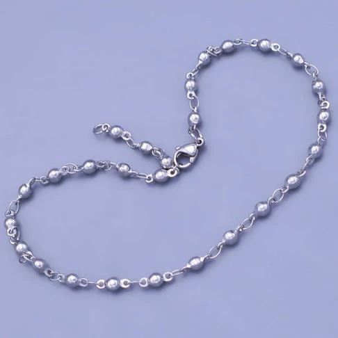 Náramek na kotník z chirurgické oceli - kuličky 3mm