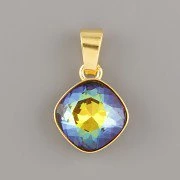 Přívěsek kosý - čtvereček Swarovski - 10mm - Ag925 pozlacené