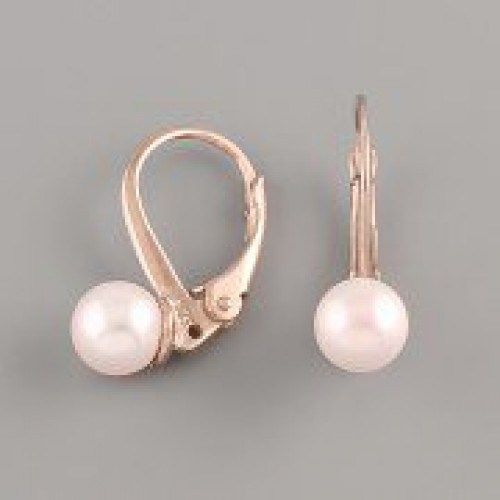 Náušnice na perličky - Ag925-1000 růžově zlacené