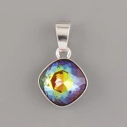 Přívěsek kosý  čtvereček Swarovski  - 12mm - Ag925