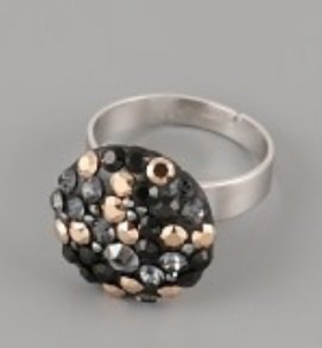 Prsten CRAZY MAMA s kamínky Swarovski Elements 18mm - černozlatý