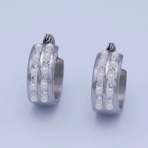 Náušnice z chirurgické oceli kroužky 15mm s perličkami