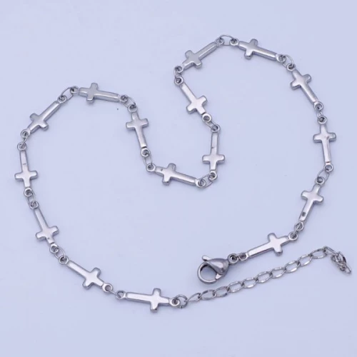 Náramek na kotník z chirurgické oceli křížky 4mm