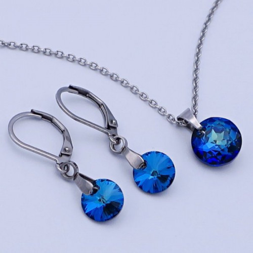 Souprava Swarovski Bermuda blue chirurgická ocel