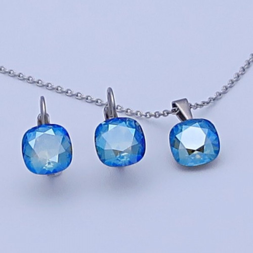 Souprava Swarovski Majestic blue 10mm chirurgická ocel