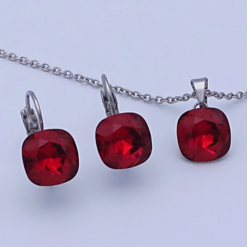 Souprava Swarovski 10mm Scarlet chirurgická ocel