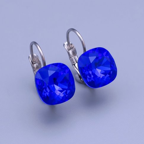 Náušnice Swarovski Majestic blue 10mm chrurgická ocel