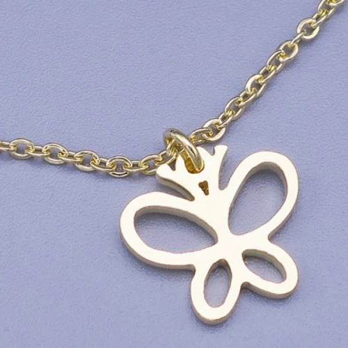 Zlacený přívěsek z chirurgické oceli motýl 13mm