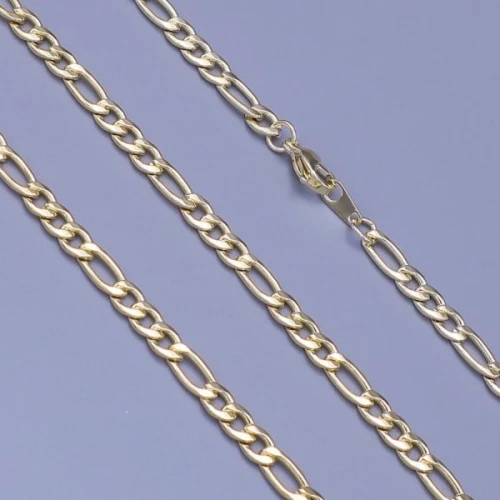 Zlacený řetízek z chirurgické oceli Figaro 3mm délka do 60cm