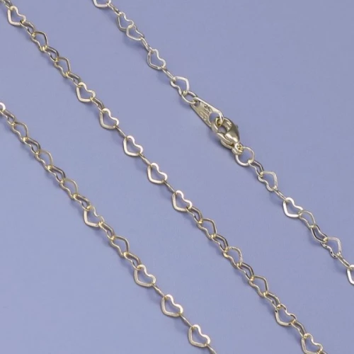 Zlacený řetízek z chirurgické oceli srdíčka 3mm