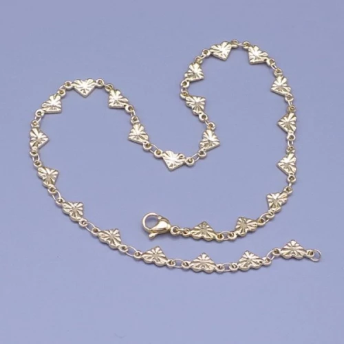 Zlacený náramek na kotník z chirurgické oceli