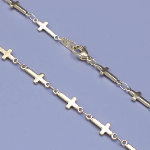 Zlacený náramek chirurgické oceli křížky