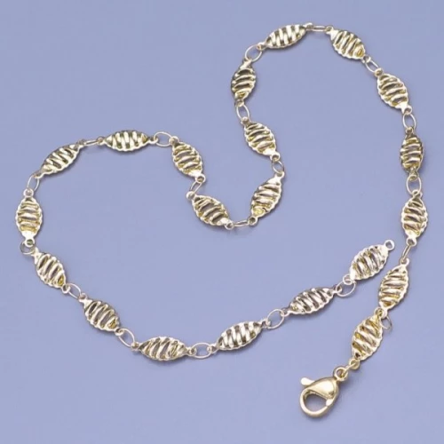 Zlacený náramek na kotník z chirurgické oceli