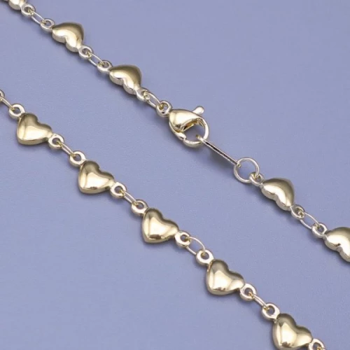 Zlacený náramek z chirurgické oceli srdíčka 5mm