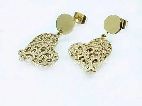 Náušnice zlaté z chirurgické oceli Srdce