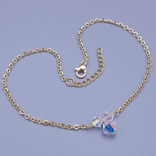 Zlacený náramek na kotník z chirurgické oceli Swarovski sluníčka AB