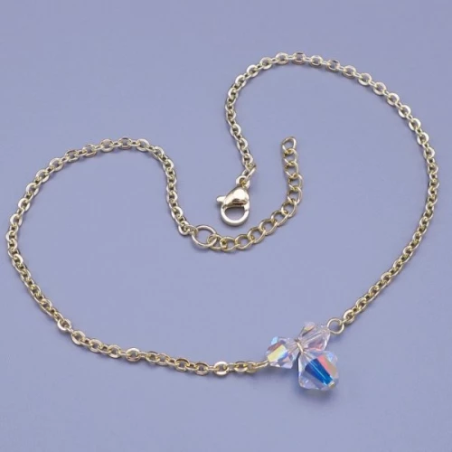 Zlacený náramek na kotník z chirurgické oceli Swarovski sluníčka AB