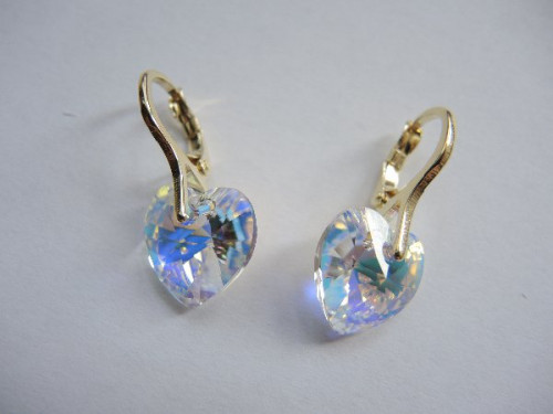Náušnice Swarovski srdíčka 14mm Crystal AB