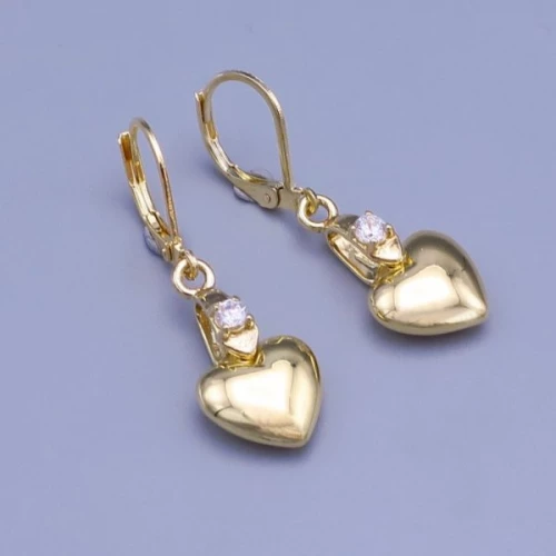 Zlacené náušnice z chirurgické oceli srdíčka 10mm