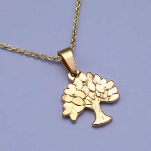 Zlacený přívěsek z ch.oceli strom života 16mm