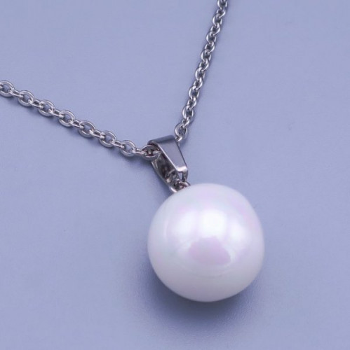 Krásná bílá perleťová kulička 15mm s řetízkem
