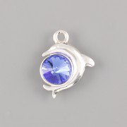 Přívěsek DELFÍNEK zdobí Rivoli Swarovski 6mm - Ag925