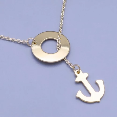 Zlacený přívěsek z chirurgické oceli kotva