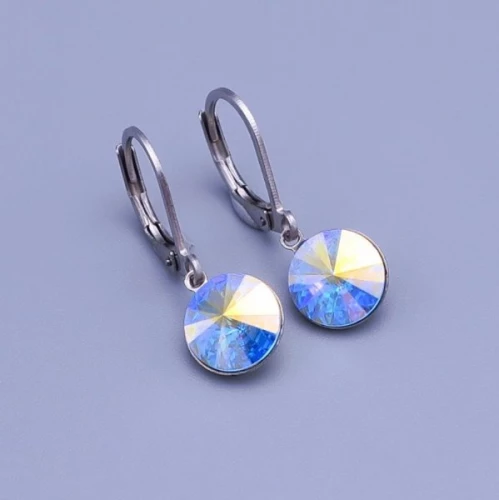 Náušnice z chirurgické oceli Swarovski rivoli 8mm > varianta AB Měnící