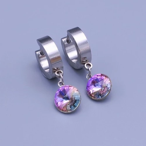 Náušnice z chirurgické oceli Swarovski rivoli 10mm > varianta Růžová