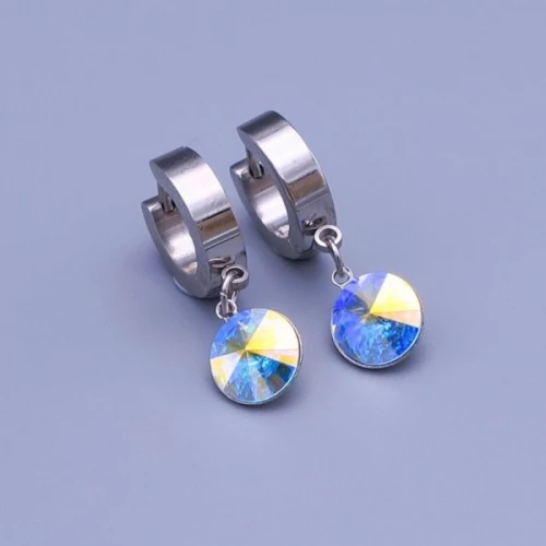 Náušnice z chirurgické oceli Swarovski rivoli 8mm > varianta AB Měnící