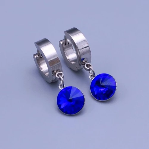 Náušnice z chirurgické oceli Swarovski rivoli 8mm > varianta Tmavě modrá