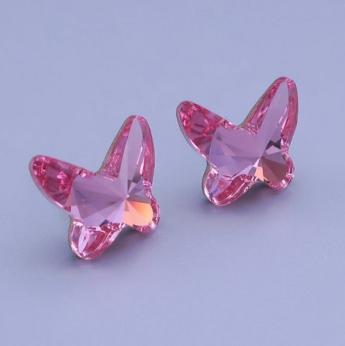 Náušnice Swarovski motýlci 12mm ligt rose