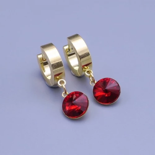 Zlacené náušnice Swarovski rivoli 8mm > varianta Tmavě červená