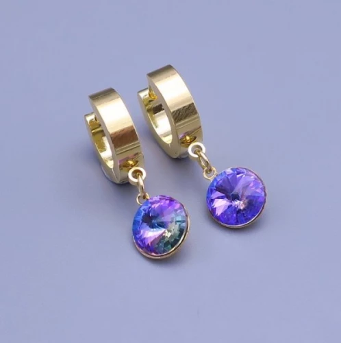 Zlacené náušnice Swarovski rivoli 8mm > varianta Měnící růžová